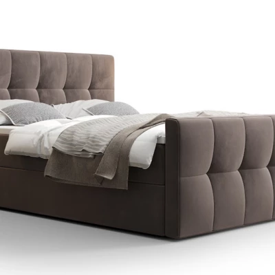 Boxspringová postel s úložným prostorem ELIONE COMFORT - 140x200, mléčná čokoláda