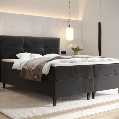 Boxspringová postel s úložným prostorem DORINA - 200x200, světle grafitová