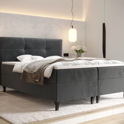 Boxspringová postel s úložným prostorem DORINA COMFORT - 180x200, popelavá