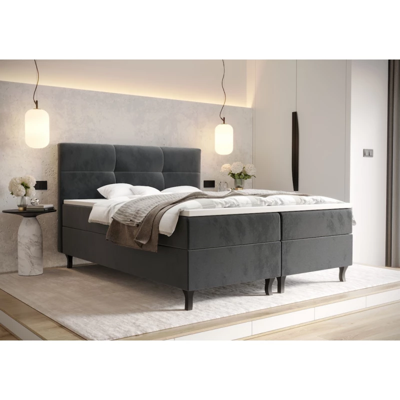 Boxspringová postel s úložným prostorem DORINA COMFORT - 180x200, popelavá