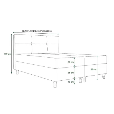 Boxspringová postel s úložným prostorem DORINA COMFORT - 140x200, popelavá