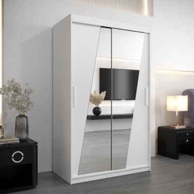 Šatní skříň se zrcadly KAMILA - šířka 120 cm, bílá