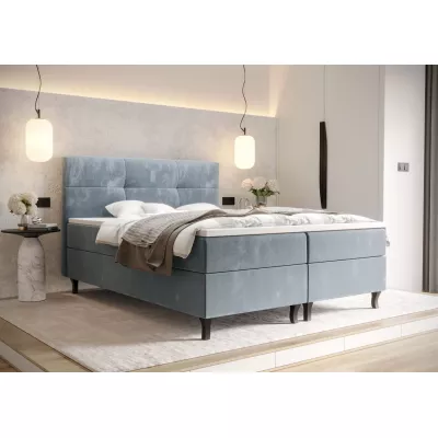 Boxspringová postel s úložným prostorem DORINA - 200x200, modrá