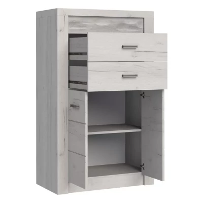 Úzká komoda s dvířky BESS - jasan světlý