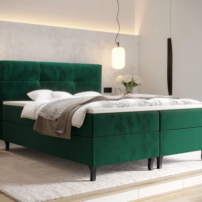 Boxspringová postel s úložným prostorem DORINA COMFORT - 200x200, zelená