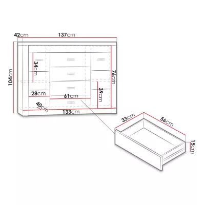 Kombinovaná komoda BESS - jasan tmavý