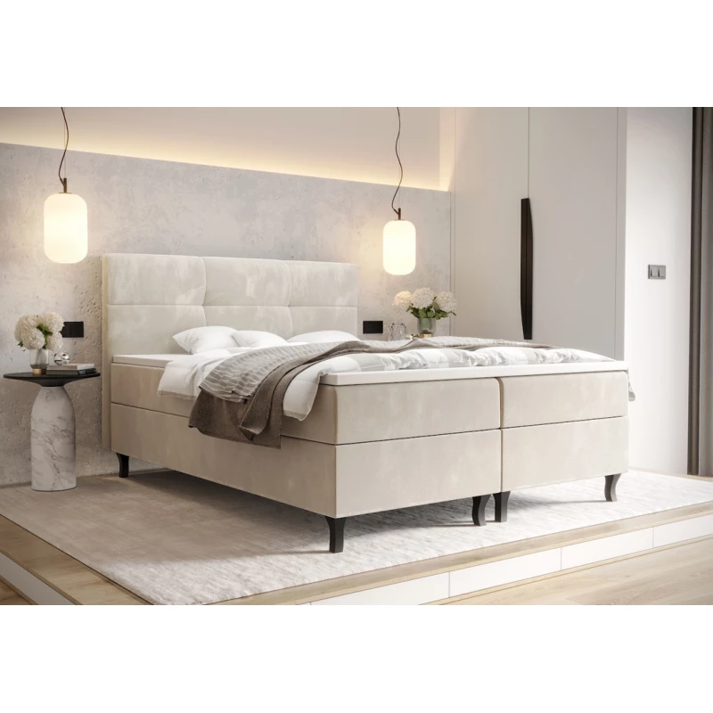 Boxspringová postel s úložným prostorem DORINA - 120x200, béžová