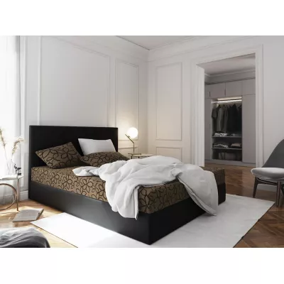 Boxspringová postel s úložným prostorem LUDMILA COMFORT - 140x200, hnědá / černá