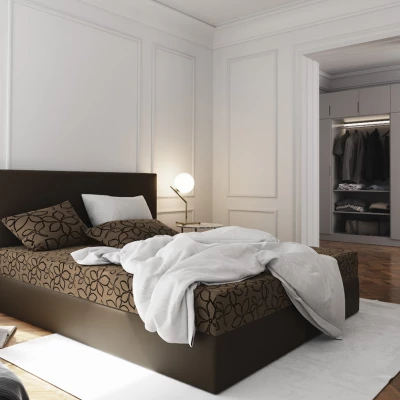 Boxspringová postel s úložným prostorem LUDMILA COMFORT - 180x200, hnědá / hnědá