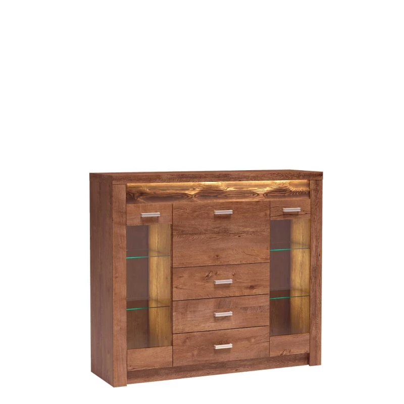 Prosklená komoda BESS - jasan světlý