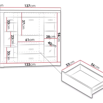 Prosklená komoda BESS - jasan světlý