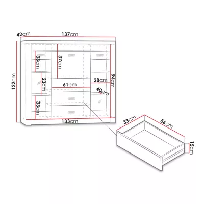 Prosklená komoda BESS - jasan světlý