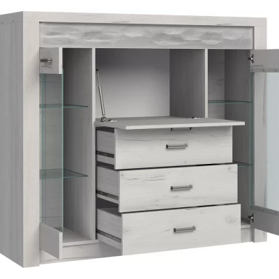 Prosklená komoda BESS - jasan světlý