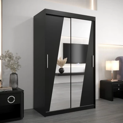 Šatní skříň se zrcadly KAMILA - šířka 120 cm, černá