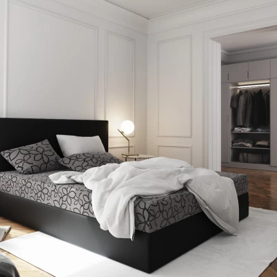 Boxspringová postel s úložným prostorem LUDMILA COMFORT - 140x200, šedá / černá