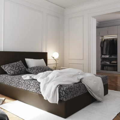Boxspringová postel s úložným prostorem LUDMILA - 200x200, šedá / hnědá