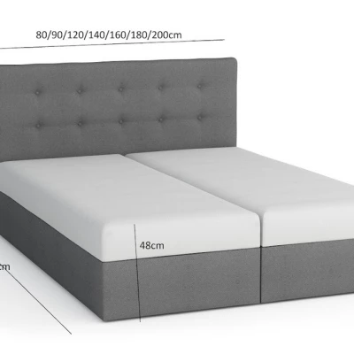 Boxspringová postel s úložným prostorem LUDMILA COMFORT - 180x200, šedá / bílá