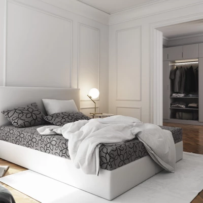 Boxspringová postel s úložným prostorem LUDMILA COMFORT - 140x200, šedá / bílá