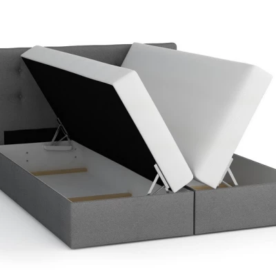 Boxspringová postel s úložným prostorem LUDMILA COMFORT - 120x200, šedá / bílá