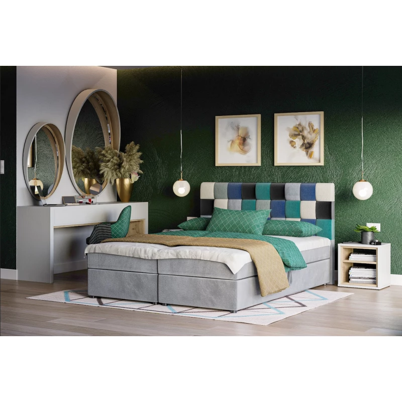 Boxspringová postel s úložným prostorem SAVA COMFORT - 180x200, modrá