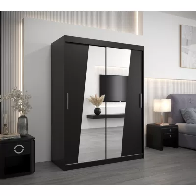Šatní skříň se zrcadly ELVIRA - šířka 150 cm, černá