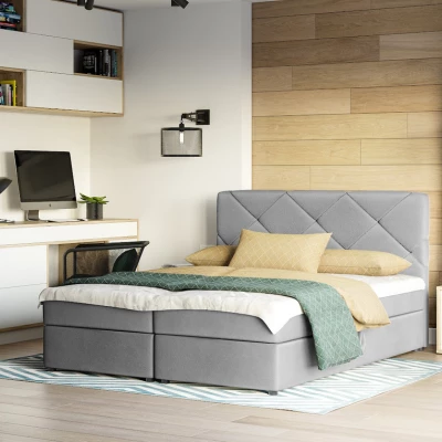 Manželská postel s úložným prostorem KATRIN COMFORT - 160x200, světle šedá