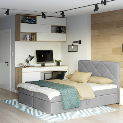 Manželská postel s úložným prostorem KATRIN - 140x200, světle šedá