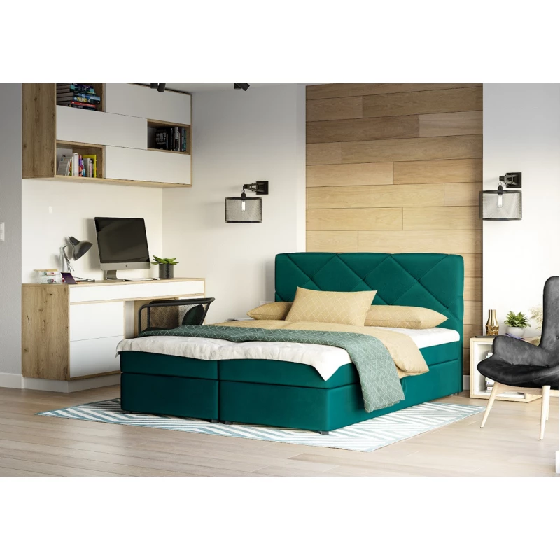 Manželská postel s úložným prostorem KATRIN COMFORT - 200x200, tmavě zelená