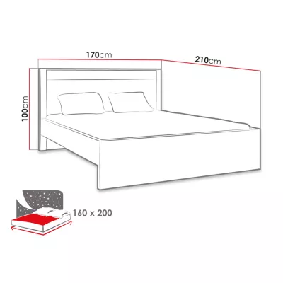 Manželská postel BESS - 160x200, dub kraft bílý