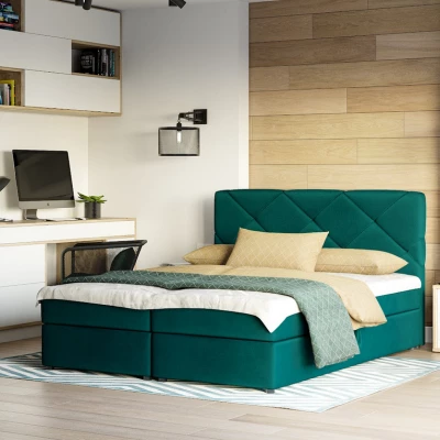 Manželská postel s úložným prostorem KATRIN COMFORT - 180x200, tmavě zelená