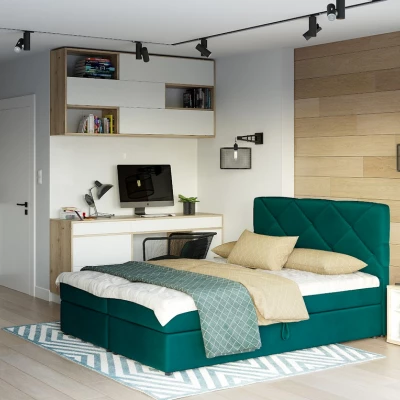 Manželská postel s úložným prostorem KATRIN COMFORT - 140x200, tmavě zelená