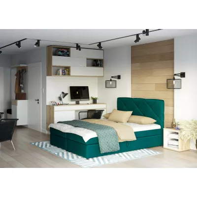 Manželská postel s úložným prostorem KATRIN COMFORT - 140x200, tmavě zelená