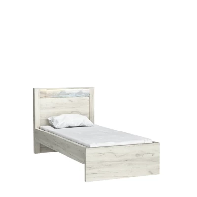 Jednolůžková postel BESS - 90x200, dub kraft bílý