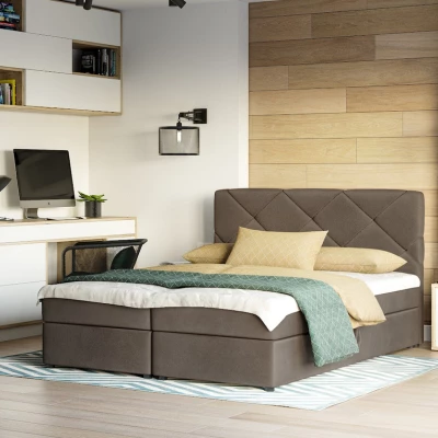 Manželská postel s úložným prostorem KATRIN - 200x200, hnědá