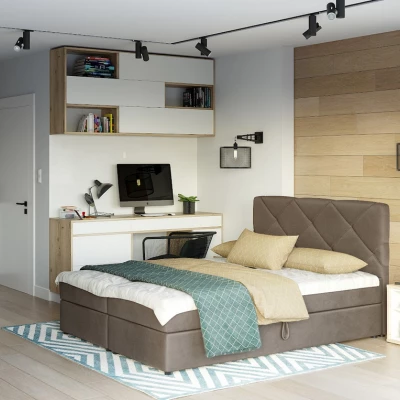 Manželská postel s úložným prostorem KATRIN - 200x200, hnědá