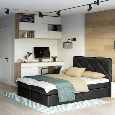 Manželská postel s úložným prostorem KATRIN - 200x200, černá