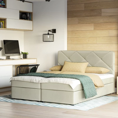 Manželská postel s úložným prostorem KATRIN COMFORT - 160x200, béžová