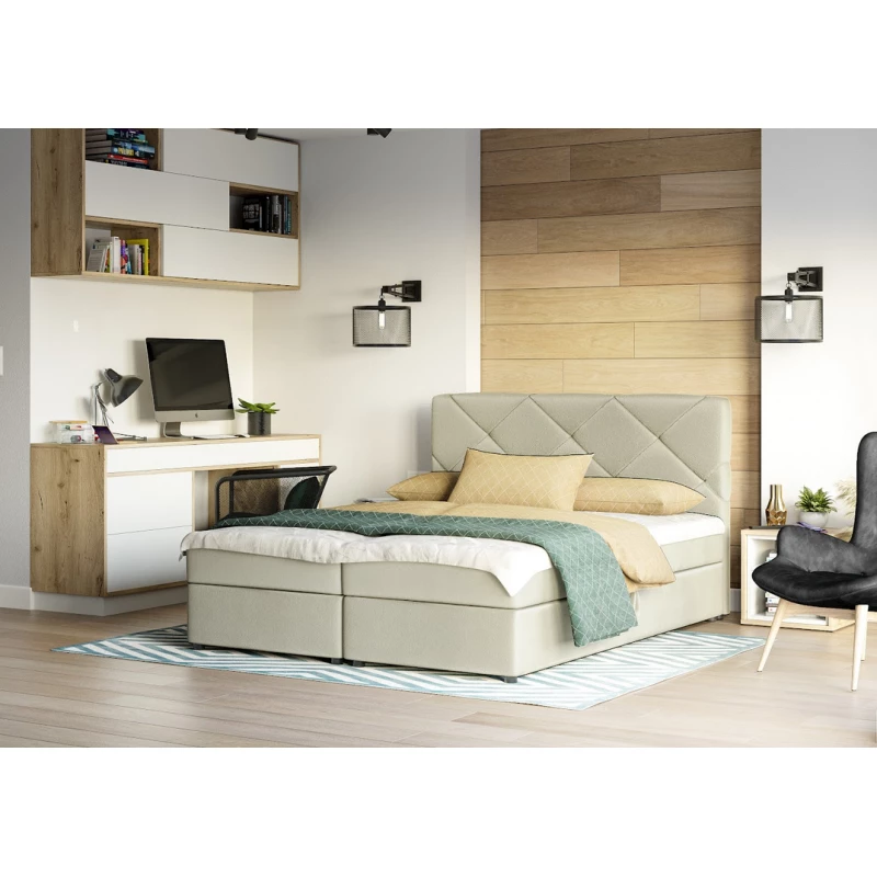 Manželská postel s úložným prostorem KATRIN COMFORT - 140x200, béžová