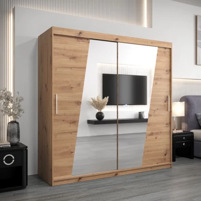 Šatní skříň ESTER - šířka 200 cm, dub artisan