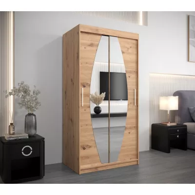 Šatní skříň se zrcadly TAMARA - šířka 100 cm, dub artisan