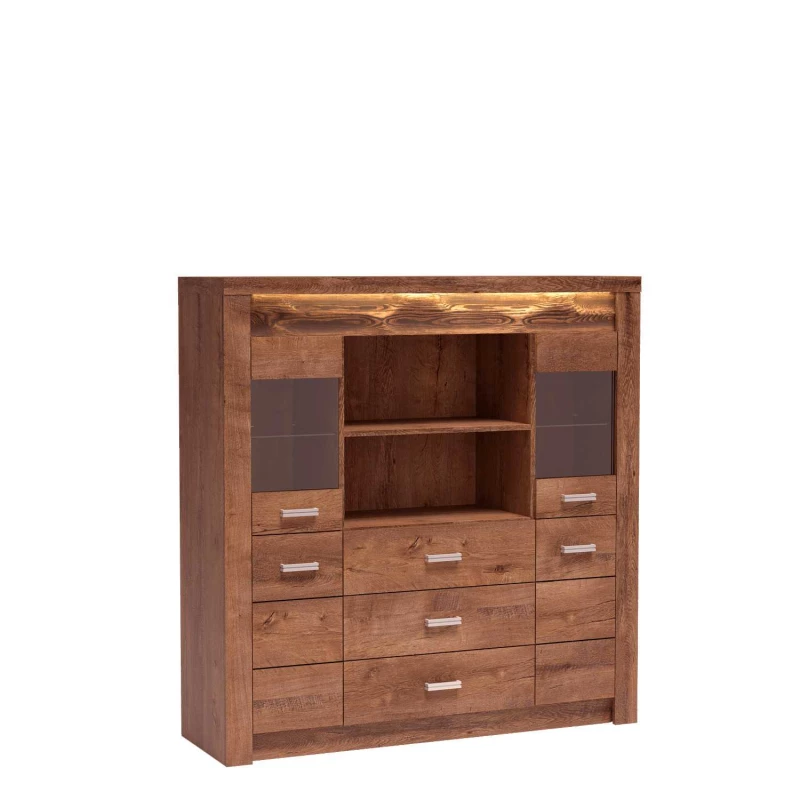 Komoda s prosklenými dvířky BESS - jasan světlý