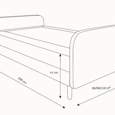 Jednolůžková postel s kovovými nožkami HENRYK COMFORT 3 - 90x200, antracitová