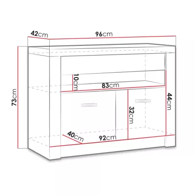 TV stolek BESS - dub kraft bílý