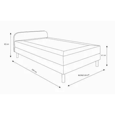 Jednolůžková postel s kovovými nožkami HENRYK COMFORT 2 - 80x200, antracitová