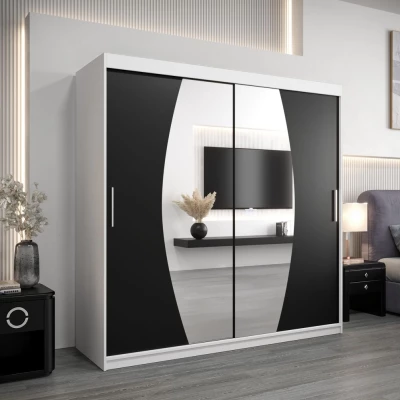 Šatní skříň LILIANA - šířka 200 cm, bílá / černá