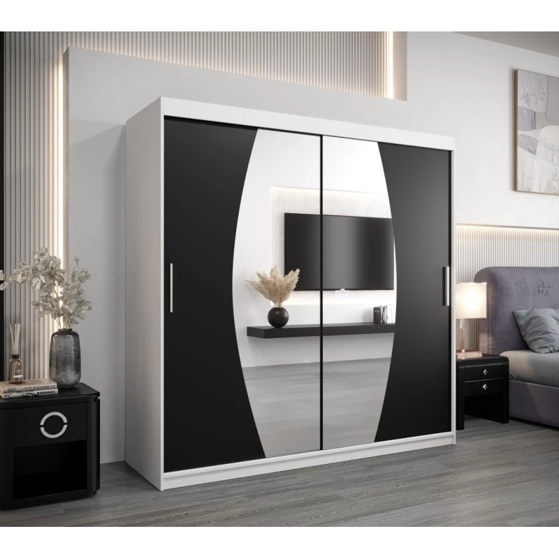 Šatní skříň LILIANA - šířka 200 cm, bílá / černá