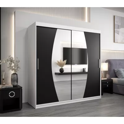 Šatní skříň LILIANA - šířka 200 cm, bílá / černá