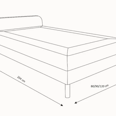 Jednolůžková postel s kovovými nožkami HENRYK COMFORT 2 - 90x200, šedá