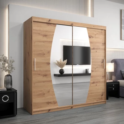 Šatní skříň LILIANA - šířka 200 cm, dub artisan