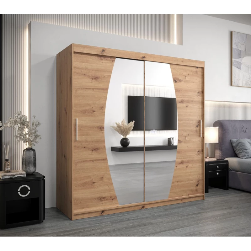Šatní skříň LILIANA - šířka 200 cm, dub artisan
